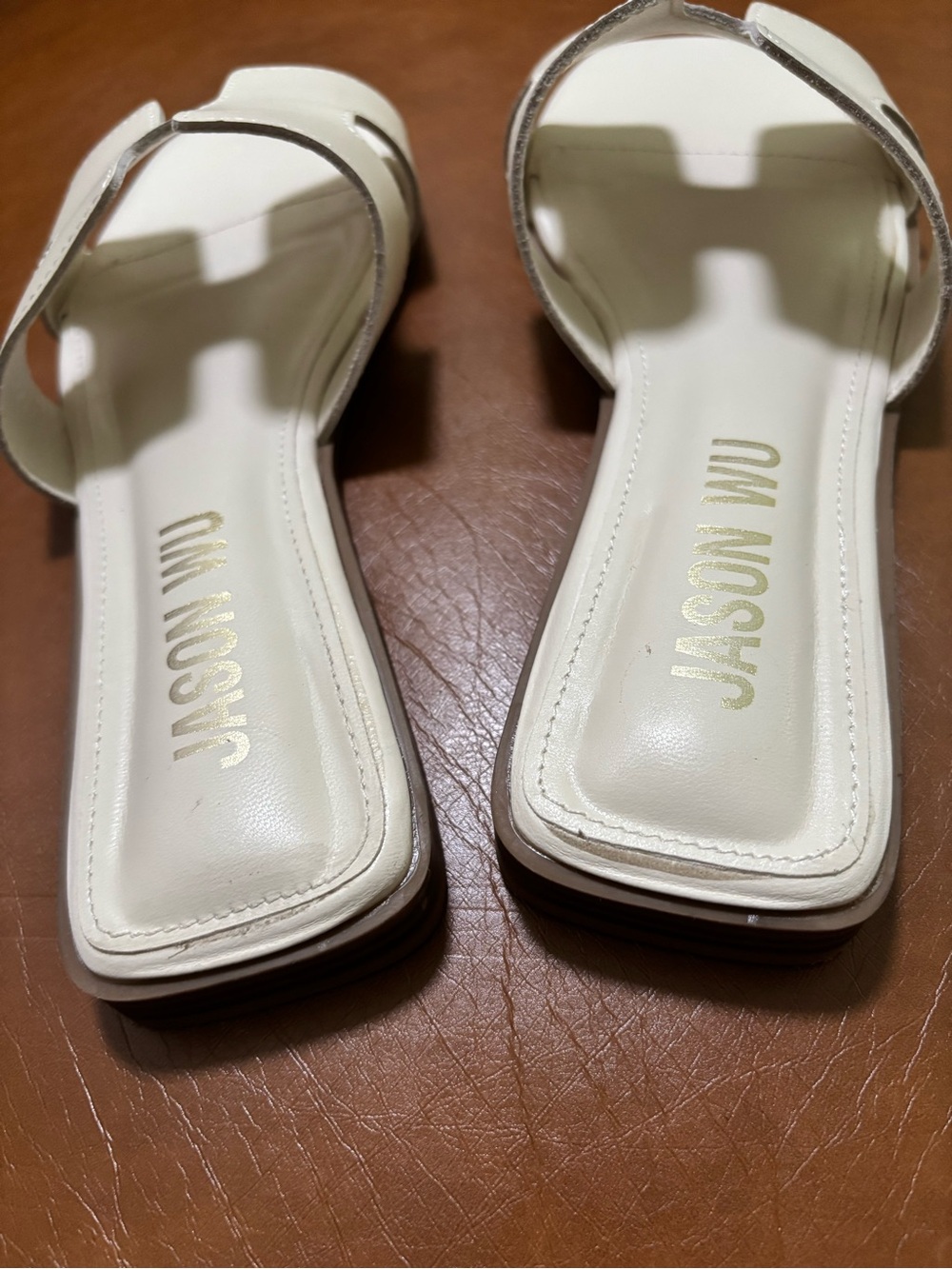 Jason Wu Cream Leather Slide Sandals - Picture 4 of 7